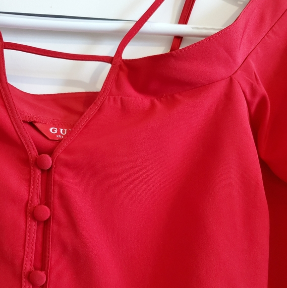 GUESS Red off the shoulder long sleeve - Picture 2 of 4